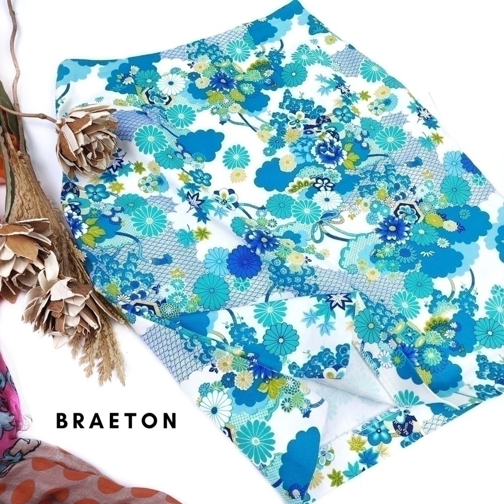 Braetan Blue White Floral Skirt Sz 6